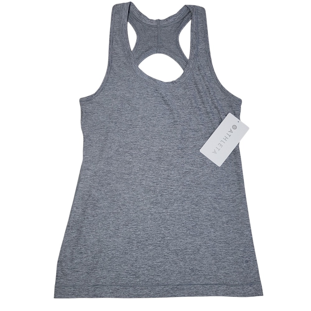 Athleta Nitro Tank Top Womens Small Heather Gray Keyhole Back‎ Soft Wicking NEW